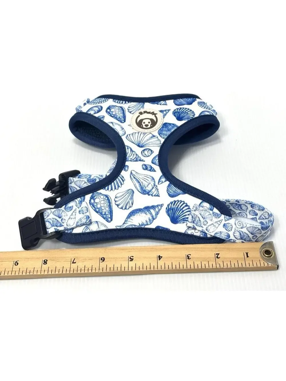 Pet Dog Harness XS - Blue & White Sea Shell Print - Mesh Padded ,Adjustable -NEW